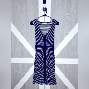 335. Boutique European Striped Navy and White Dress 6/8